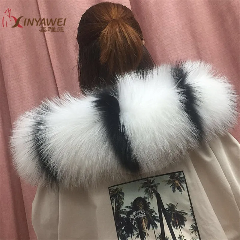 100% натуральный меховой воротник для парки пальто роскошный Теплый енот шарф