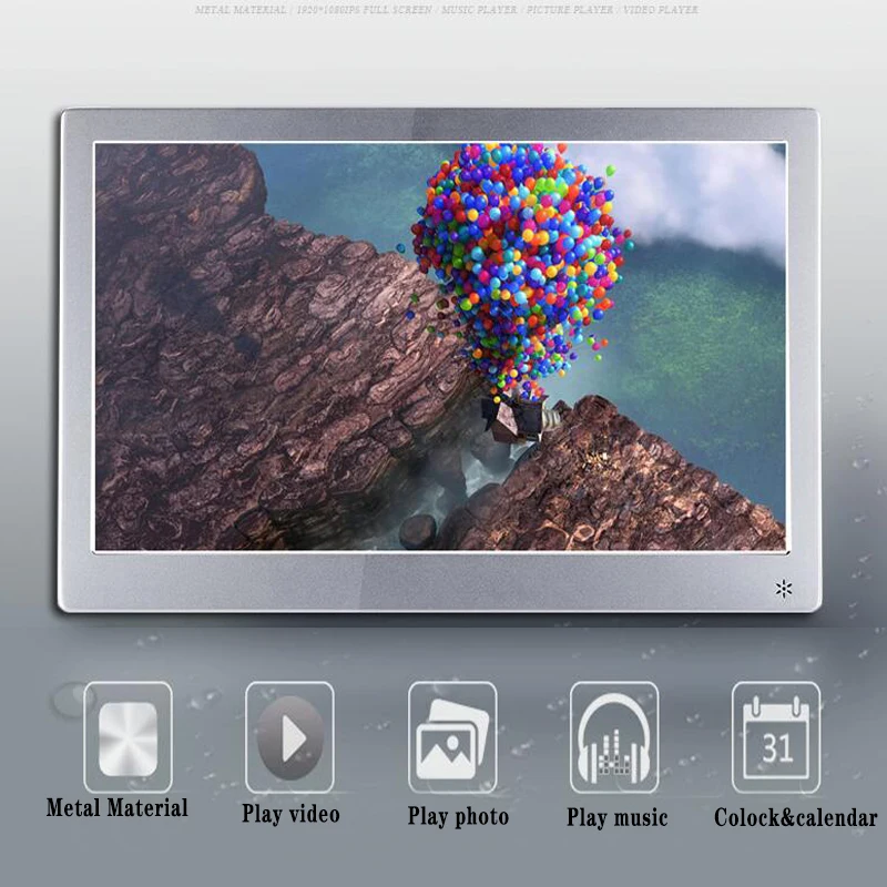 15 дюймов IPS HD LED мультимедийная металлическая цифровая фоторамка музыка
