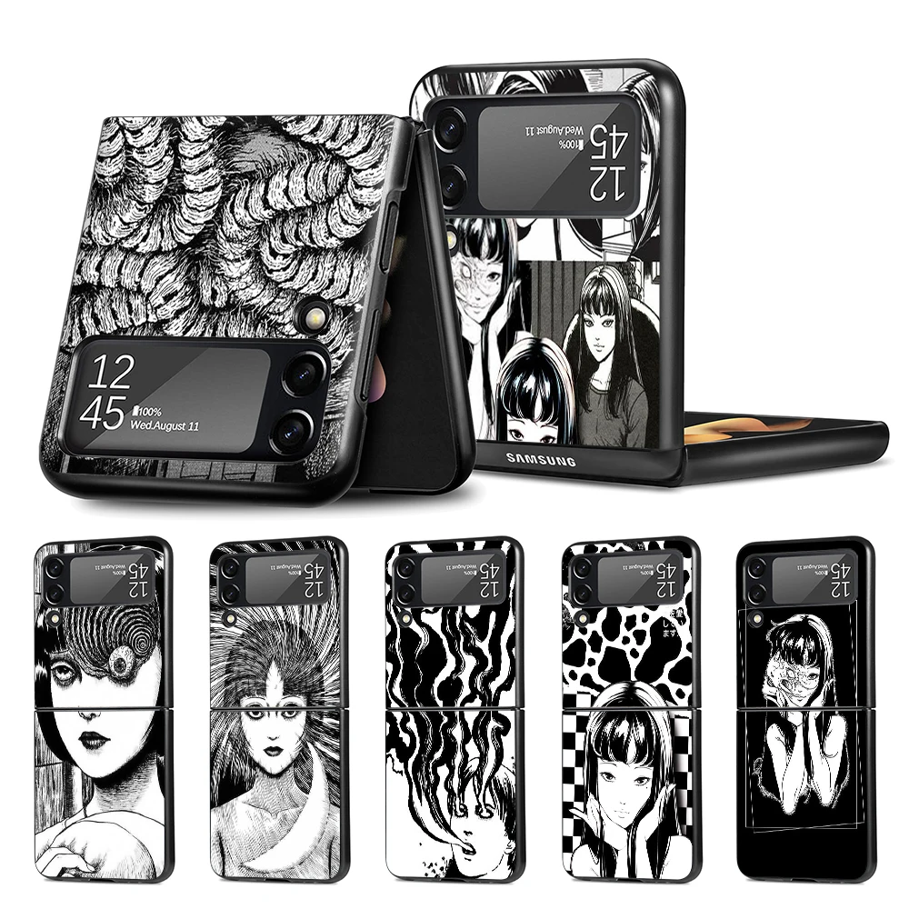 

Comic Junji Ito Tomie Tees Case for Samsung Galaxy Z Flip3 5G Flip4 Black Hard Cell Phone Cover Z Flip 3 4 PC Shell Zflip3 Coque