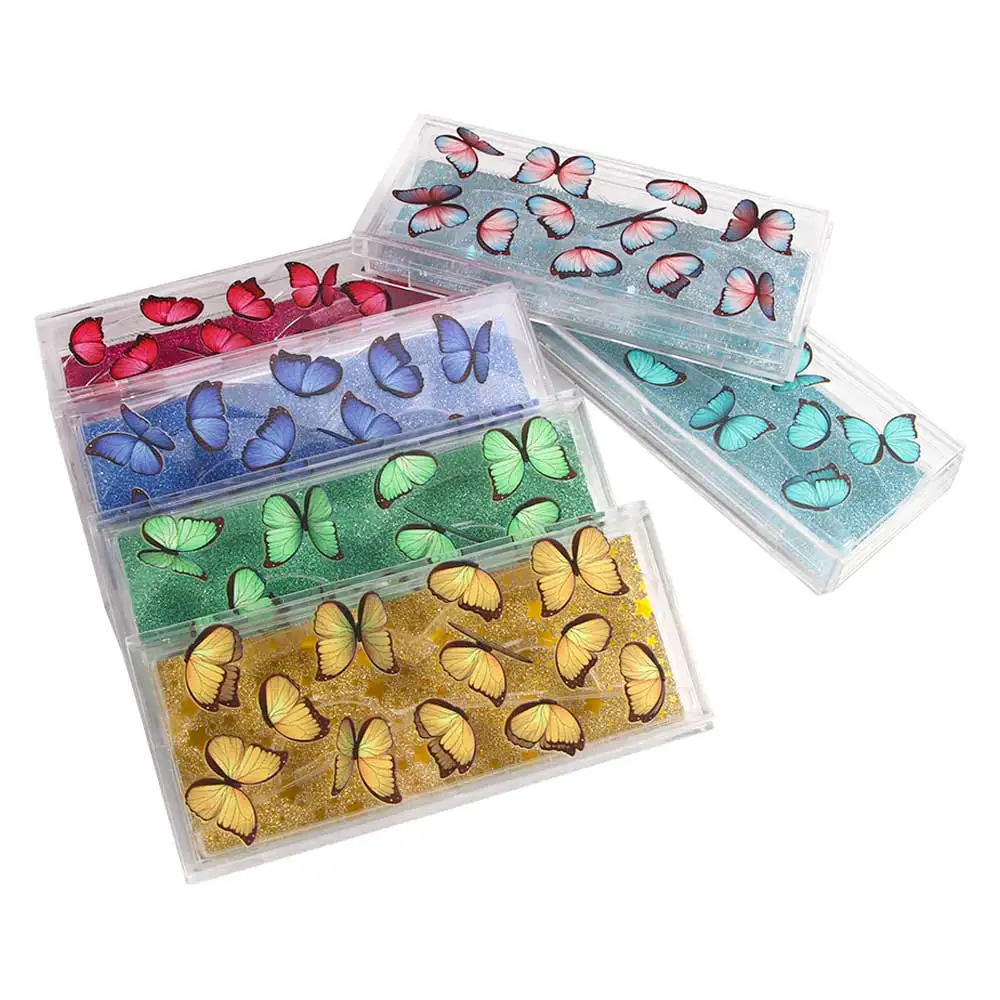 

Women Butterfly False Eyelashes Case with Tray Empty Packaging Boxes for 3D Mink Lashes