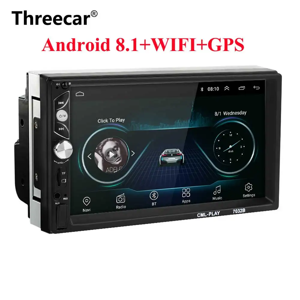 2 Din Android 8,1 автомобильный Радио Универсальный 7 дюймов HD сенсорный gps навигация Wifi Bluetooth Авторадио MirrorLink Мультимедиа DVD плеер - Цвет: radio
