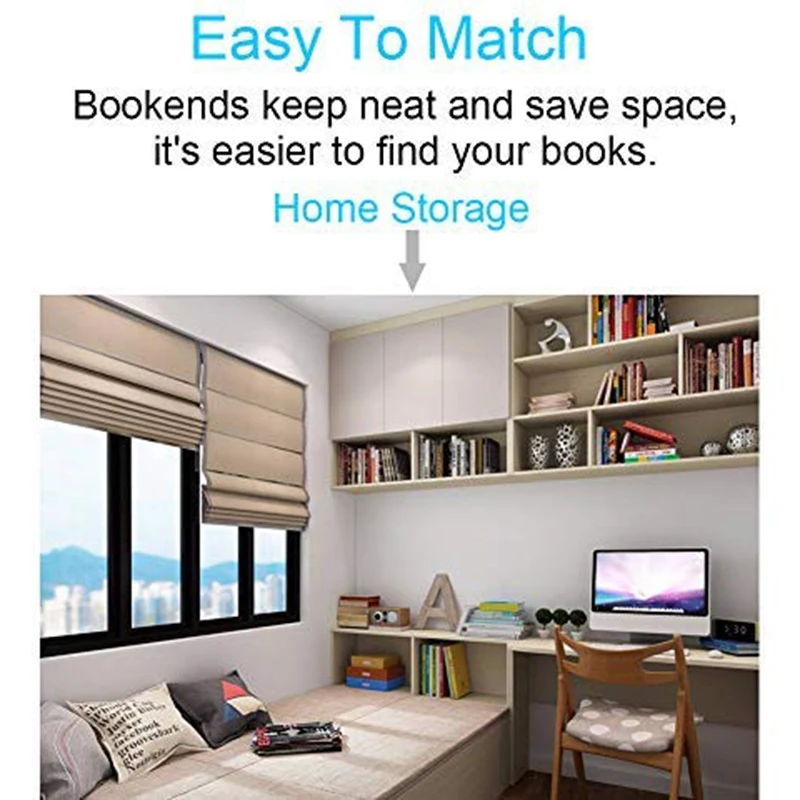 

Metal Bookends, Universal Nonskid Heavy Duty Book Ends Support,Book Stopper for School/Office/Home/Library