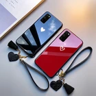 Чехол для Xiaomi Redmi Note 10 pro Max, Mi 11 Lite, 10s, красный, черный, с сердечками, жесткий стеклянный чехол для Xiaomi Mi 10t 11i Ultra