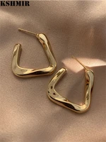 kshmir fashionable glossy twisted grain ear ring temperament retro high sense of metal earrings 2020