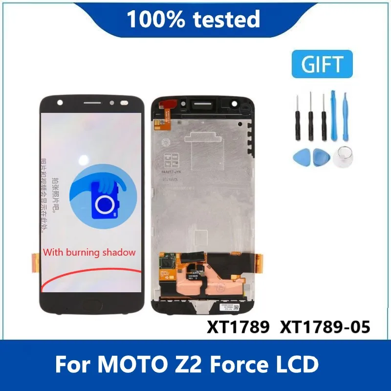 

ЖК-дисплей 5,5 дюйма для Motorola OEM MOTO Z2 Force XT1789 Xt1789-05, сенсорный экран, дигитайзер для Moto Z2 Force displayburn-Shadow