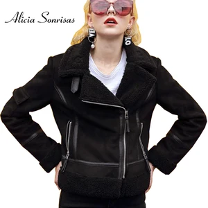 Куртка женская из искусственной овчины, замшевая, короткая, корейский стиль, локомотив из ягненка, теплая кожаная куртка JS3001