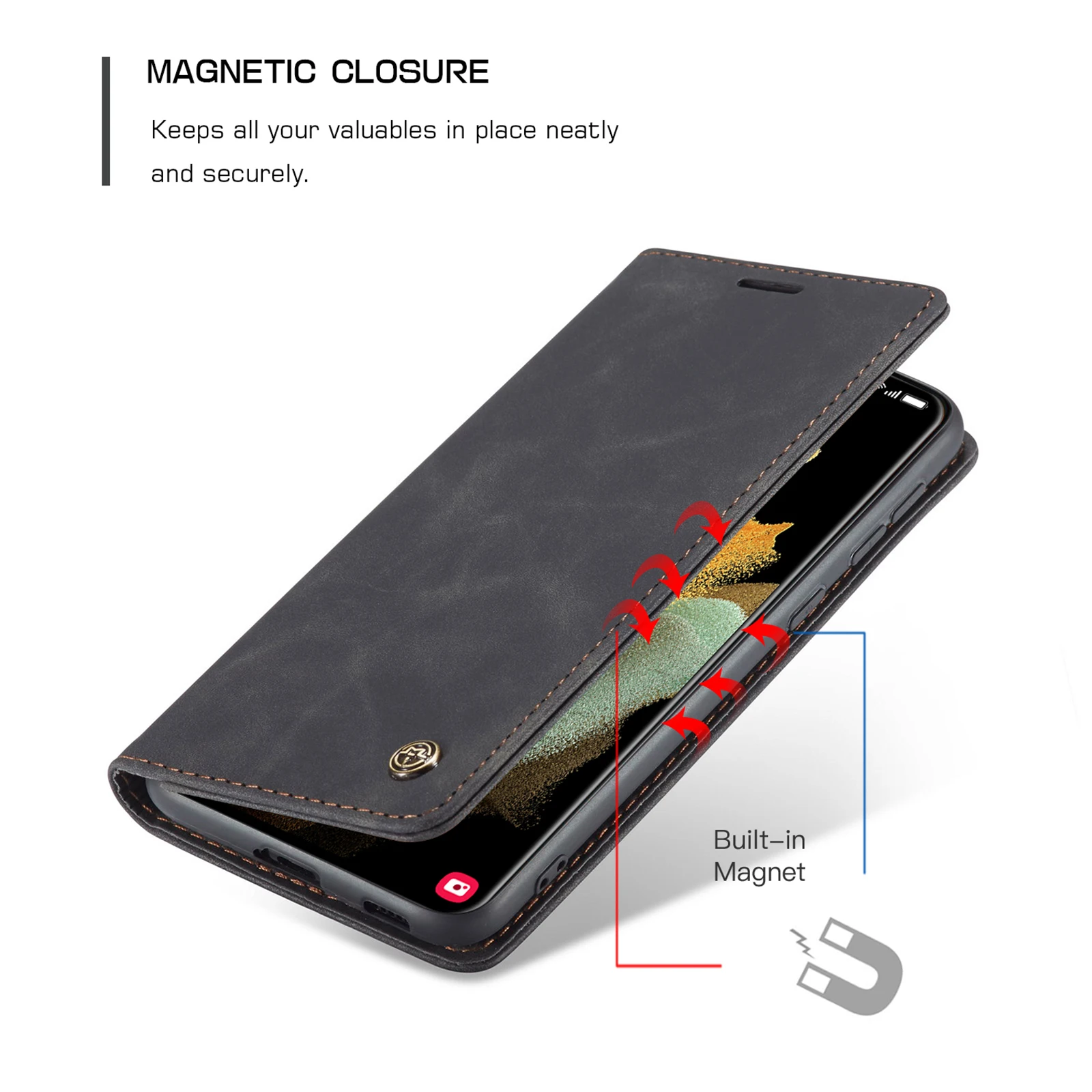 for Samsung Galaxy S21 Ultra S21 Plus 5G Leather Case,CaseMe Retro Purse Luxury Magneti Card Holder Wallet Cover For Galaxy S21