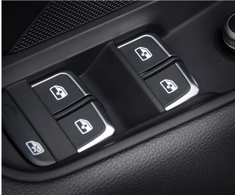 

7pcs Chrome Window Glass Lifter Buttons Cover Trim Fit for Audi A3 8V A4L A6L Q3 Q5 2014-16 Interior Armrest Decoration Sticker