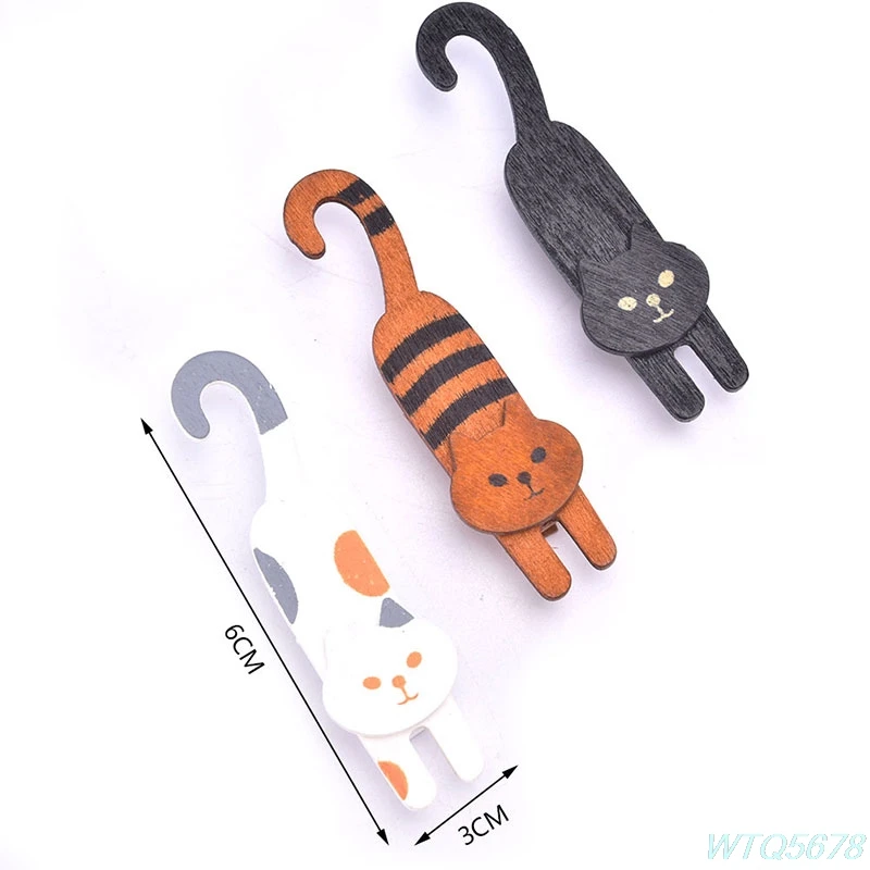 

3pcs/pack Lovely Cat design Wooden Clip set Mini Wooden Clips For Photo Clips
