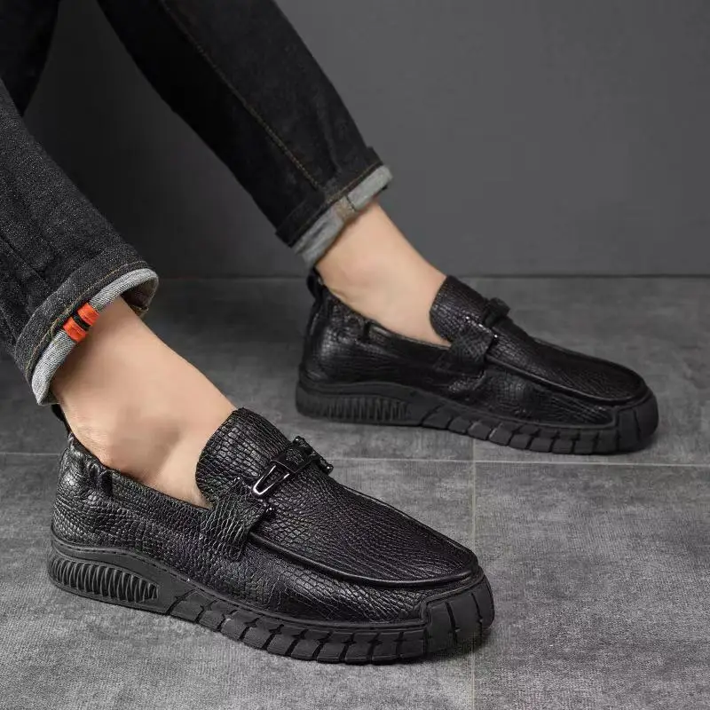 

2021 summer new first layer cowhide casual men's shoes lazy business casual leather shoes