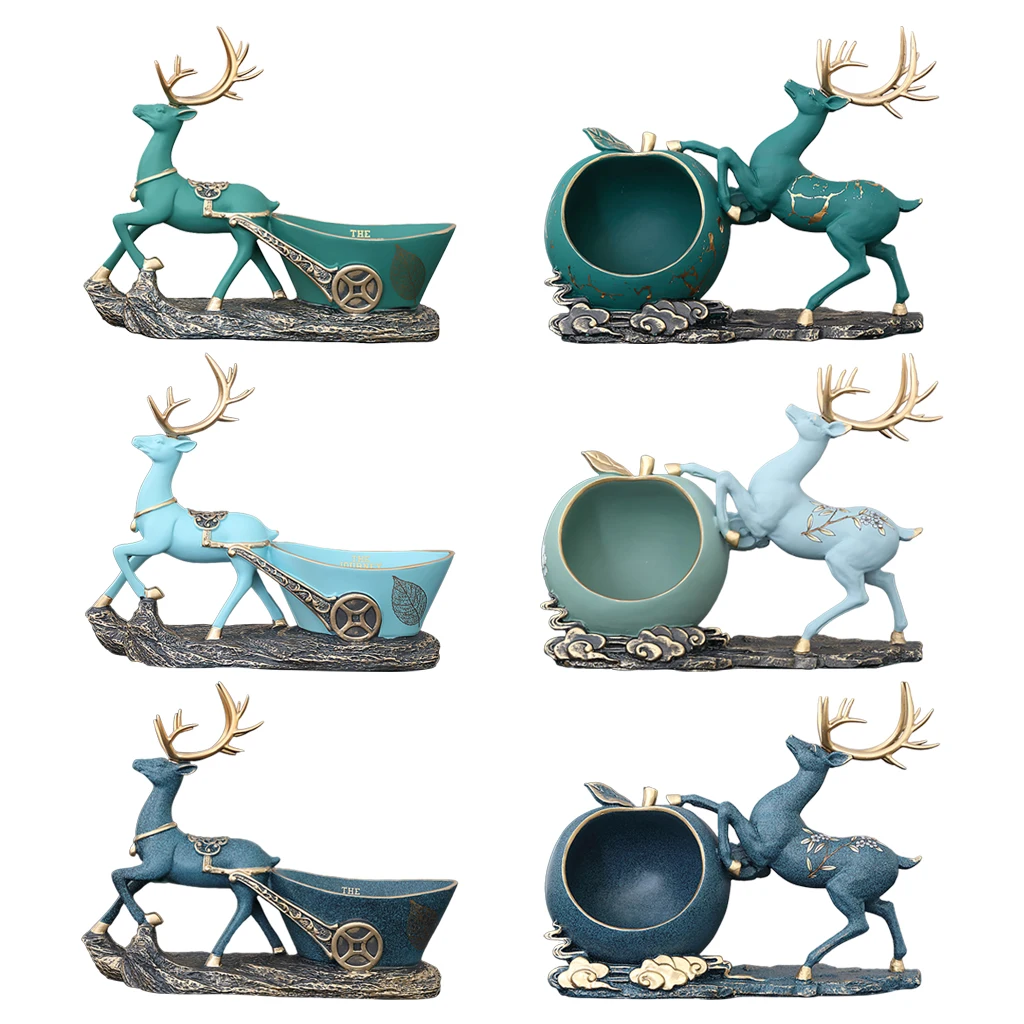 

Креативная Рождественская статуя оленя, скульптура, кольцо, безделушка, держатель для ключей, органайзер, центральный кусок, декор для гост...
