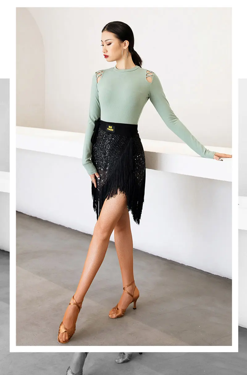 Юбка для латиноамериканских танцев сексуальные танцевальные юбки с бахромой