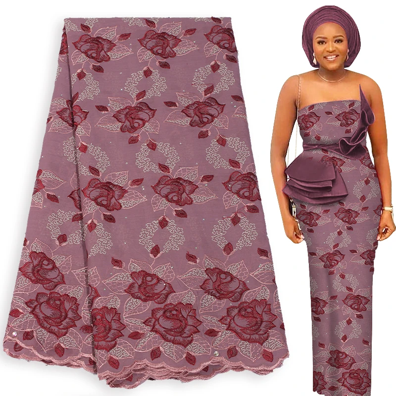 Вощеная кружевная ткань цветочный хлопок швейцарская вуаль кружева нигерийское