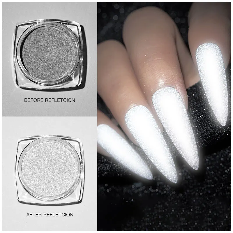 RBAN NAIL Reflection Nail Powder Super Bright Pigment Grey White Party Art Decorations Design Light In Photoflash | Красота и