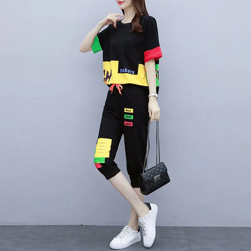 

Pure Cotton 2021 Summer New Net Celebrity Plus Size Women's Loose Cover Meat Was Thin and Age-reducing Fashion Suit