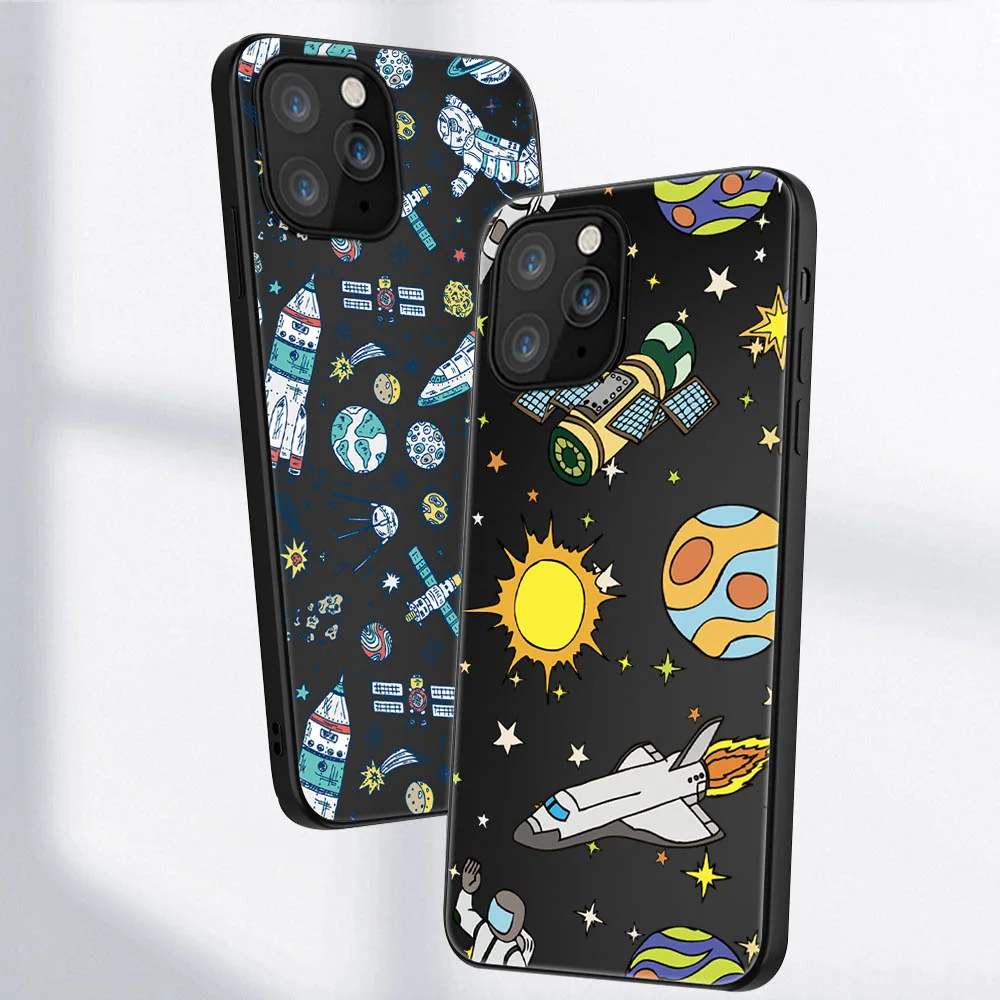 

Space Rocket Phone Case For iPhone 11 12 Pro Max Mini Cover for iPhone X XR XS MAX 7 8 6S Plus 5 SE 2020 Soft Silicone TPU Funda