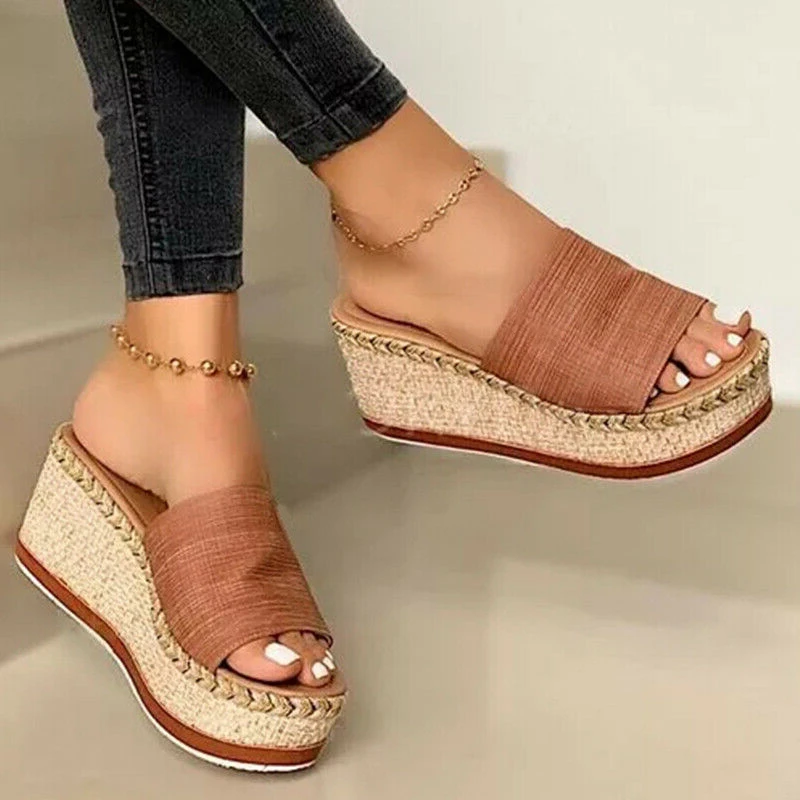 

Women Wedges Platform Sandal Open Toe Thick Soft Sole Summer Beach Slippers Shoes FS99