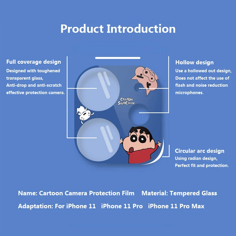 

Cartoon Cute Camera Protector Case For iPhone 11 Pro Max Camera Protector Film Cute Tempered Glass Lens Protection Sticker Cover