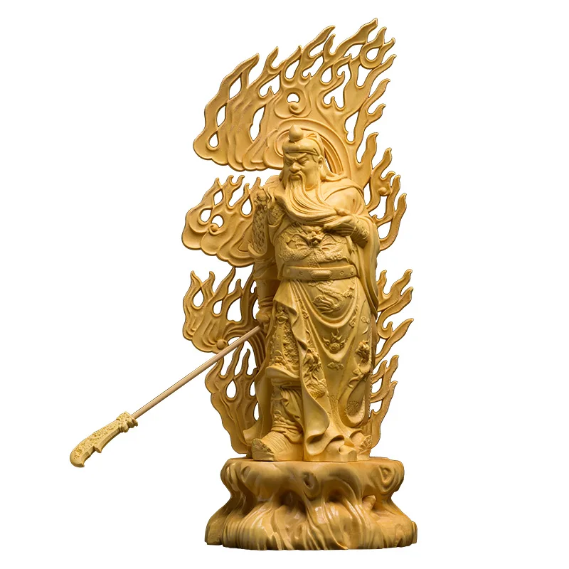 

Chinese Boxwood Carving Guanyu Statue Crafts Guan Gong Sculpture Car Decoration Real Wood Home Decor