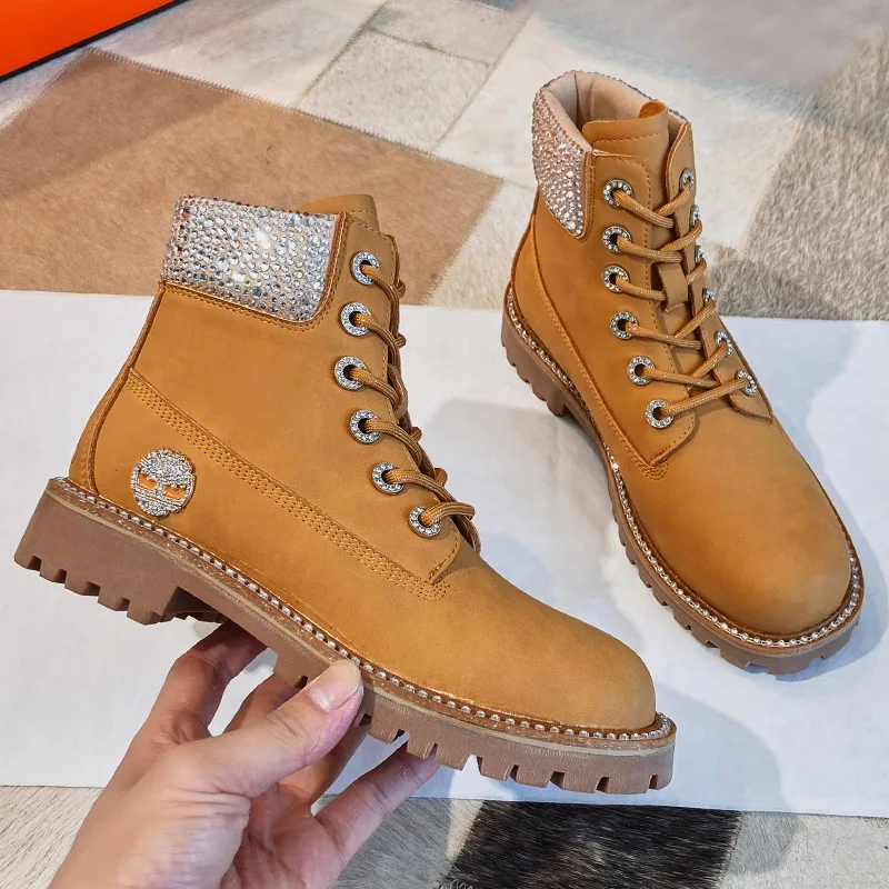 2020 осень и зима новый стиль известные Звездные сапоги стразы женские короткие