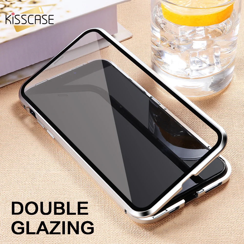 KISSCASE Magnetic King Glass Phone Case For iPhone 11 Pro MAX Tempered Cases XR 7 8 6 6S Plus X XS Back Covers |