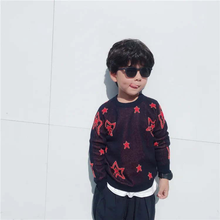 

baby girl winter clothes baby sweater 2020 new fashion design Star pattern knitted sweater baby boys girls tops