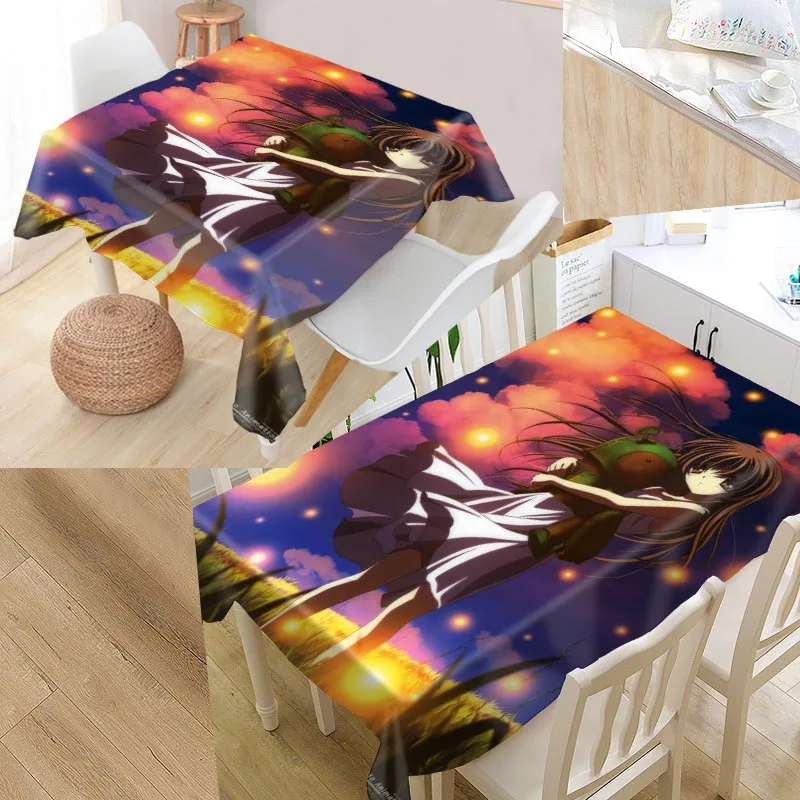 

Clannad Custom Table Cloth Oxford Fabric Rectangular Waterproof Oilproof Table Cover Family Party Tablecloth