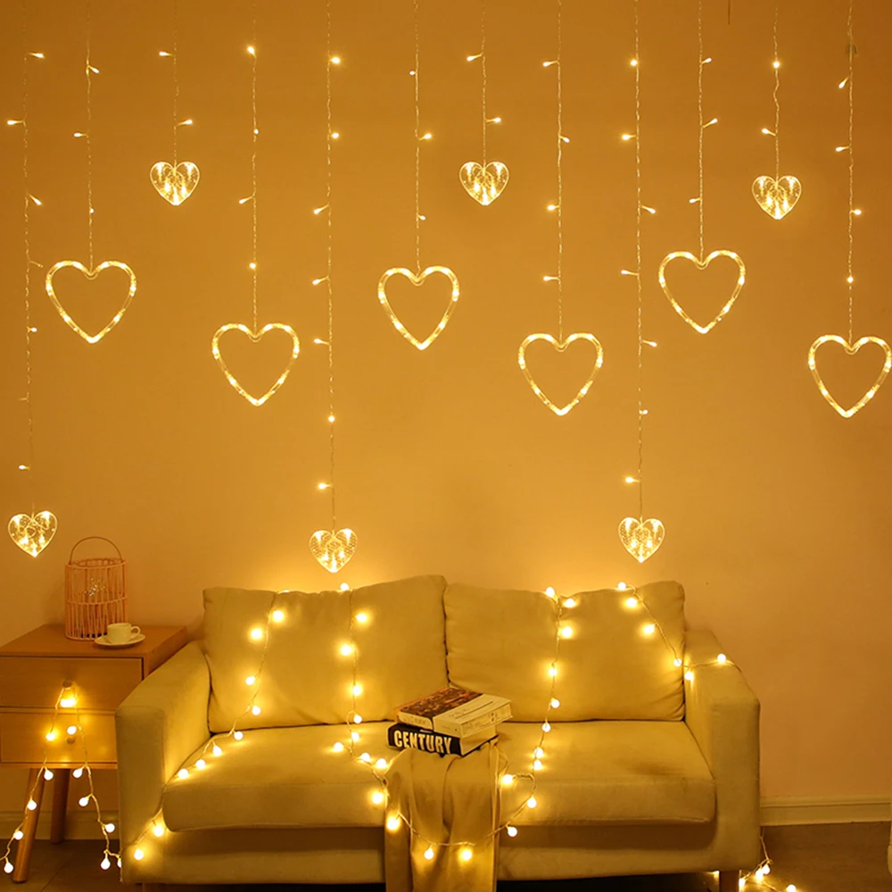 

Heart-Shaped String Lights Curtain Lights Fairy Tale String Lights Curtain Lights Home Wedding Decoration Holiday Lights