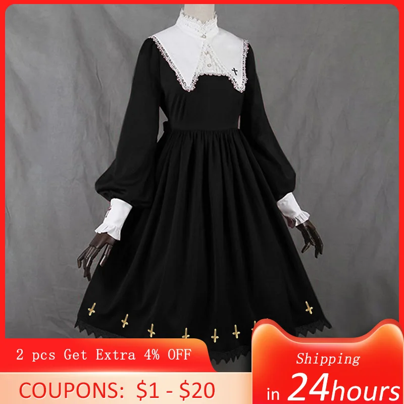 Платье женское в готическом стиле кружевное готическое платье трапеция ретро с