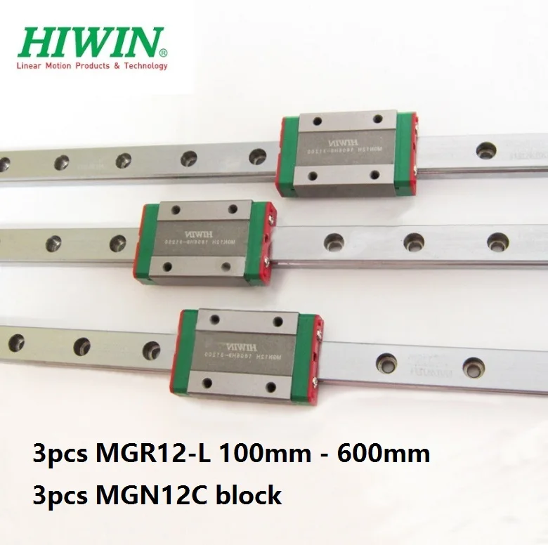 3 шт. оригинальные Hiwin rail MGNR12 L 100 мм/200 мм/300 мм/330 мм/350 мм/400 мм/500 мм/600 мм + MGN12C