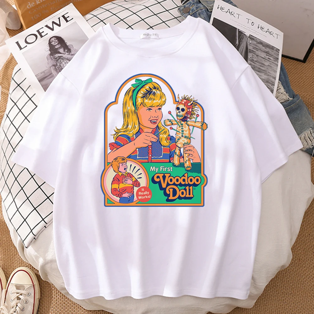 

Retro High Quality T Shirt Man My First Voodoo Doll Prints Male T Shirts Simple Soft Clothing Breathable Comfortable T-Shirts