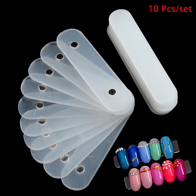 

10PCS Nail Art Tips Sticks Nail Display Strips Nail With Magnet Acrylic Strips Transparent Display Practice Palette Manicure