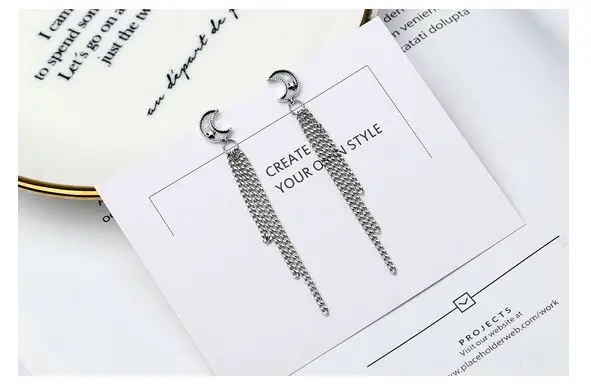 Женские серебряные серьги S925 с Луной и звездами Роскошные Блестящие модные иглой