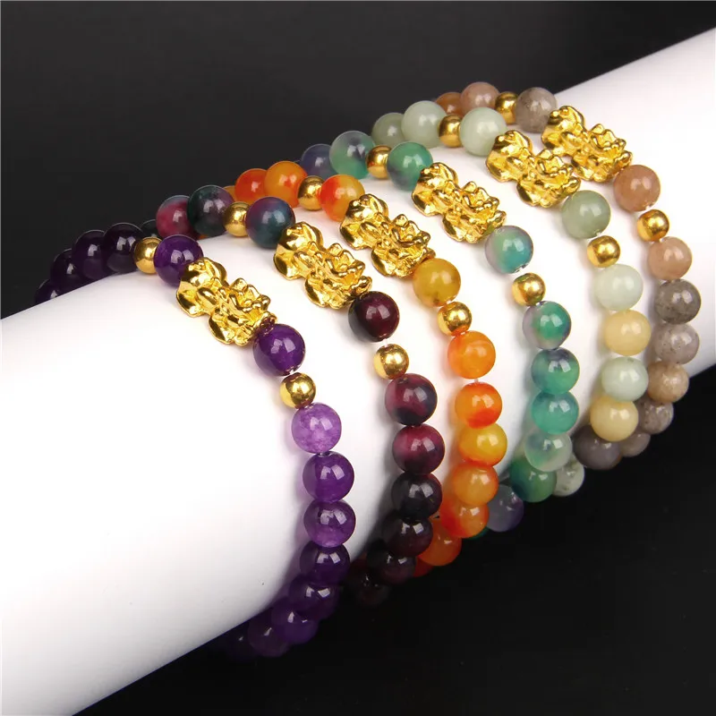 

Men Women Feng Shui Bracelet Luck Wealth Buddha Natural Jades Stone Bracelets Gold Pixiu Charm Bracelet Energy Jewelry Gifts