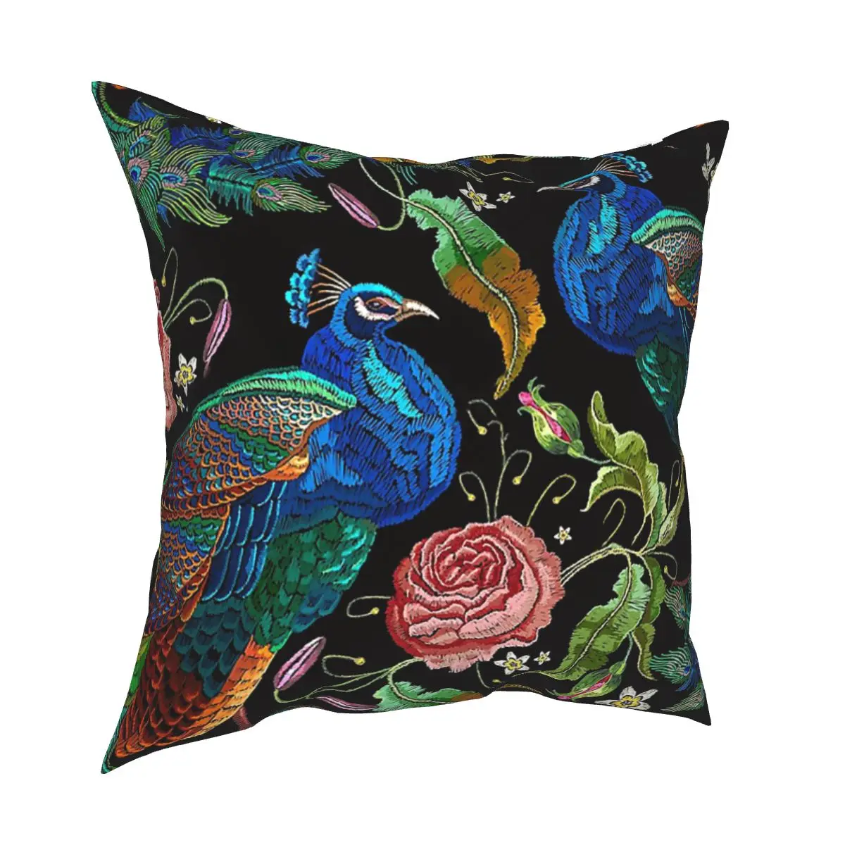 

Мягкая декоративная подушка с изображением павлина и цветов, 45*45 см