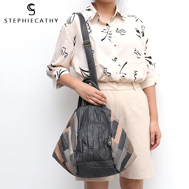 SC брендовая дизайнерская женская сумка из овечьей кожи в стиле пэчворк стильная