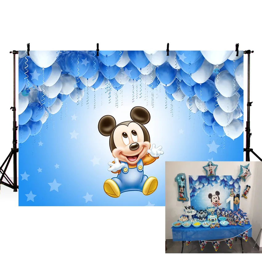 Фон для фотосессии новорожденных детей на день рождения BlueMinnie белые синие шары на заказ Фотостудия