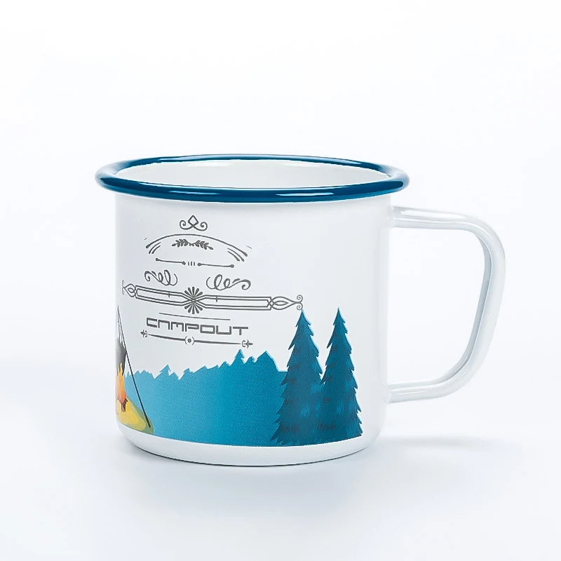 

Enamel Camping Mug 300ml Colourful Metal Enamel Coffee Tea Camp Cups Mugs for Camping Hiking Backpacking Fishing Picnics