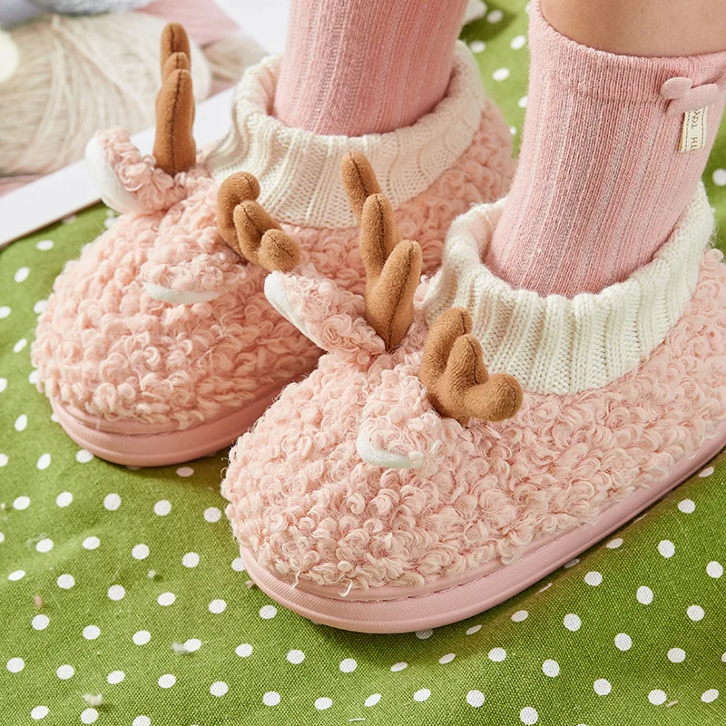 

Детские зимние плюшевые шлепанцы для мальчиков и девочек, теплые, мягкие, с мультяшным рисунком, для дома и пола, маленькие размеры