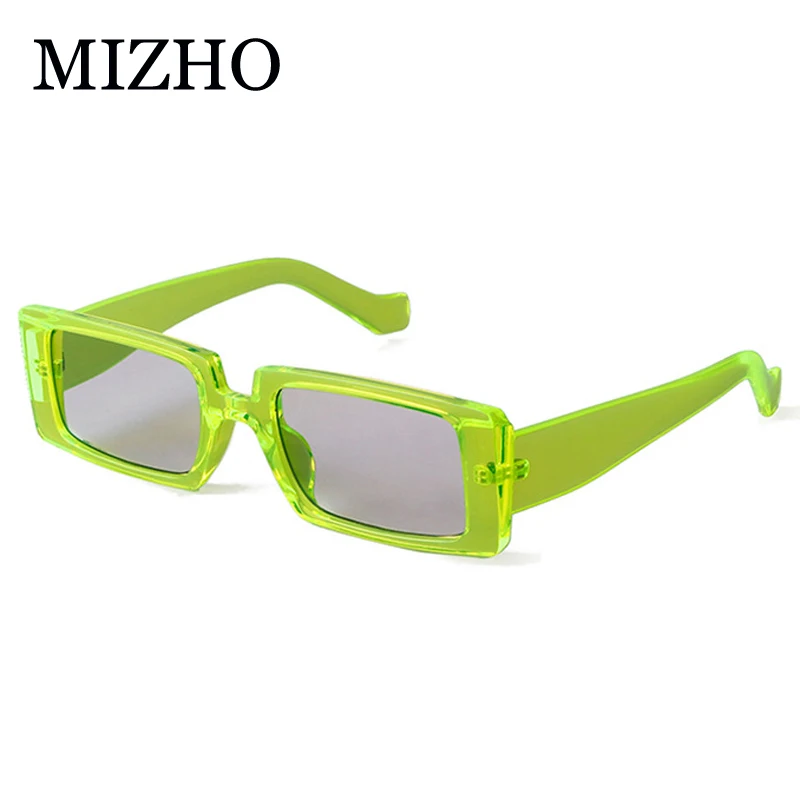 

MIZHO 2021 New Fashion Women Brand Sunglasses Vintage Cool Retro Dots Design Narrow Sunglasses Rectangle Men Green Oculos De Sol
