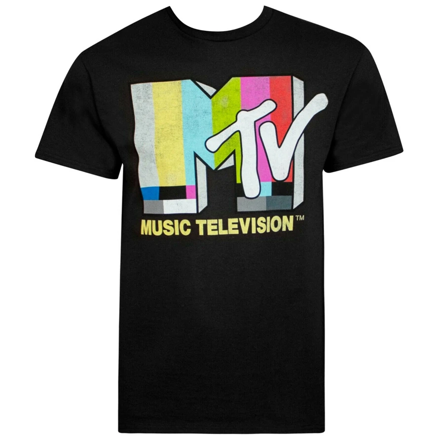 Mtv музыкальная телевизионная футболка Черная Мужская Рок Поп хип хоп Ретро ТВ шоу