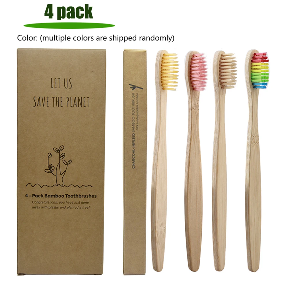 

4/10/12pcs Bamboo Toothbrushes Portable Travel Eco Friendly Toothbrush Soft Bristle Healthy Dental Oral Care Hygiene Toothbrush