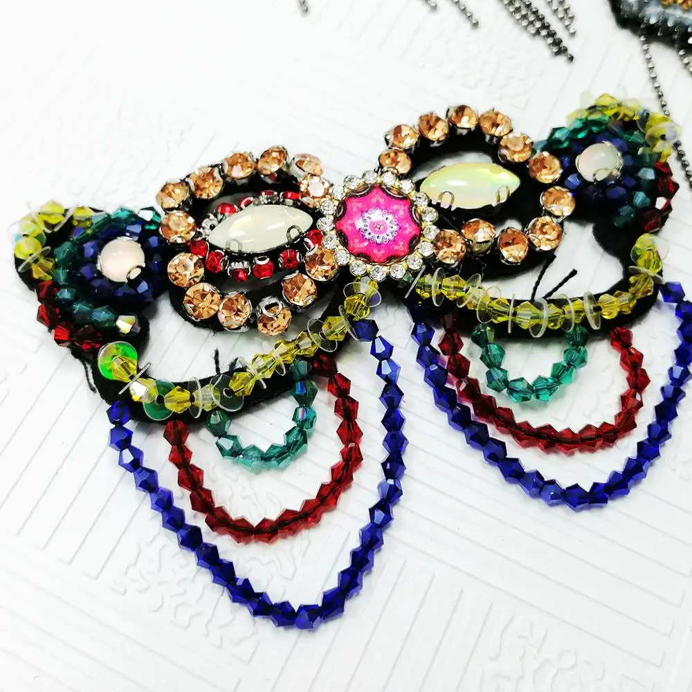 2 шт. красочные нашивки бабочки с бусинами для одежды|Заплатки| |