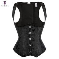 jacquard floral underbust corset vest plus size corselet steel boned women busk closure outfit costume