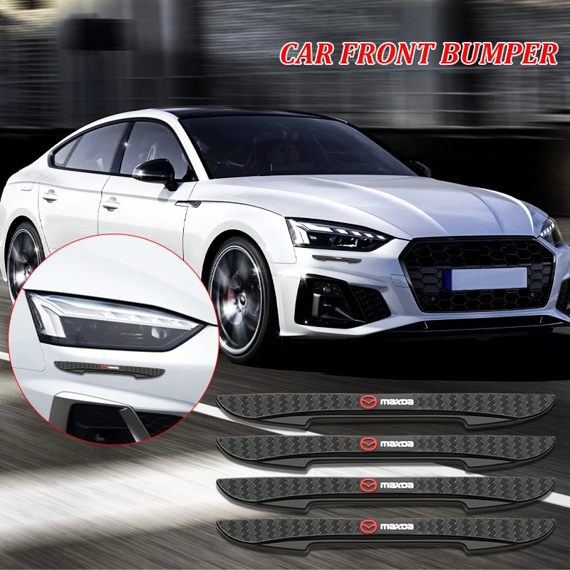 

4Pcs Car Logo Anti-collision Strips Door Bumper Rear View Mirror Scratch Protector Sticker For Mazda 5 323 MX3 MX5 Atenza Axela