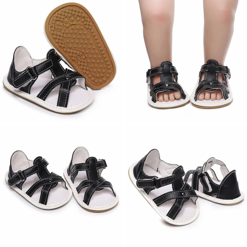

Summer Baby Girls Boy Girl Roma Sandals PU Breathable Shoes Infant Cross Strap Design Soft Sole Anit-slip Toddler Shoes