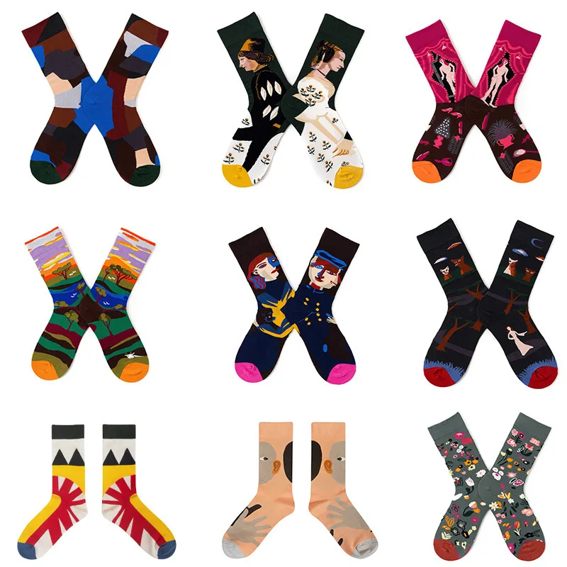 

LEOSOXS New popular logo artistic female socks hyuna hyuna ins jacquard web celebrity street skate retro jacquard American style