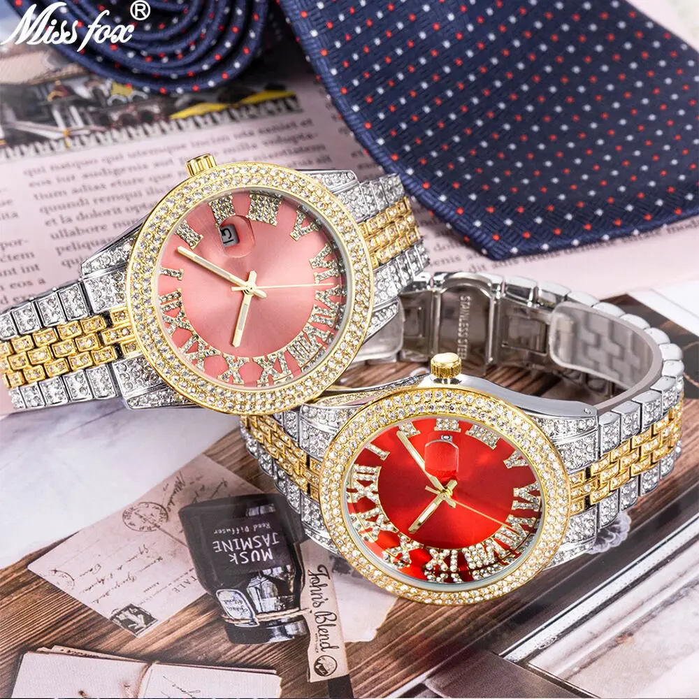 

2021 New Fashion Leisure Men's Watch Quartz Watch Calendar Diamond Inlaid Stainless Steel Travel Time