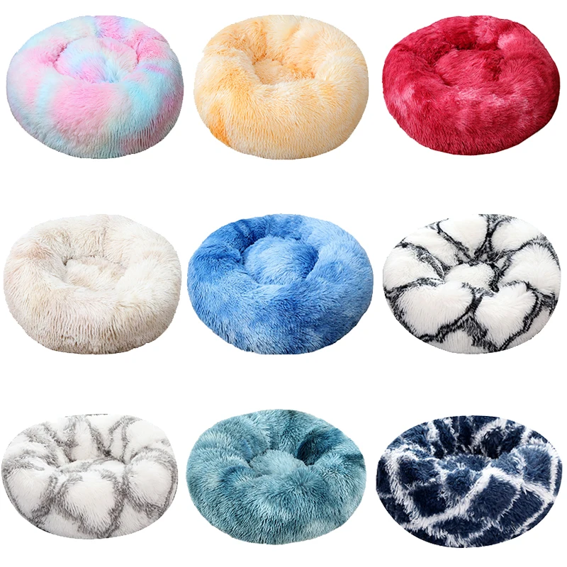 

Pet Dog Bed Long Plush Kennel Lounger Round Sofa Winter Warm House Hot Super Fluffy Dog Beds For Small Medium Dogs Cats Cushion