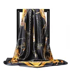 Шелковый шарф, женский шейный платок 90*90 см, квадратные шарфы для женщин, шаль, бандана, мусульманская платок-хиджаб, модная маска для лица